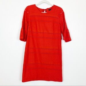 J. Crew Eyelet 3/4 Flutter Sleeve Shift Dress Sz 0